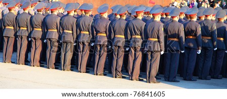CHELABINSK, RUSSIA - MAY 7: Dress rehearsal of Military Parade on 66th anniversary of Victory in Great Patriotic War on May 7, 2011 at Lenin Square in Chelabinsk, Russia.