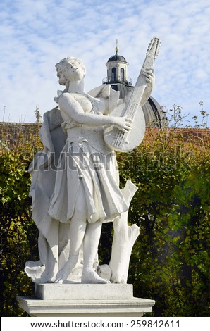 VIENNA, AUSTRIA - NOVEMBER 01: Sculpture in public garden of Belvedere castle, tourist attraction and former residence of prince Eugen of Savoyen, on November 01, 2014 in Vienna, Austria