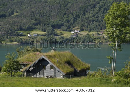 Norway, house with grass roof