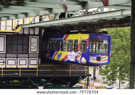 WUPPERTAL, GERMANY - MAY 27: overhead track public transportation vehicle named \