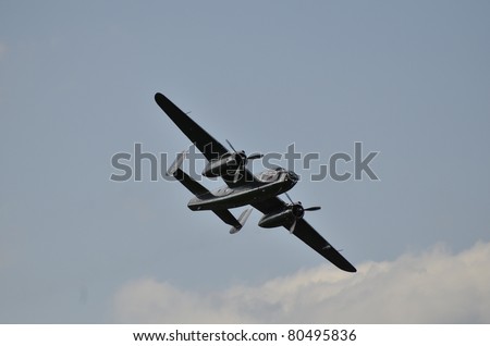 ZELTWEG, AUSTRIA - JULY 01: display from World War II bombers B-25 Mitchell of the flying bulls by airshow - airpower11 - on July 01, 2011 in Zeltweg, Austria