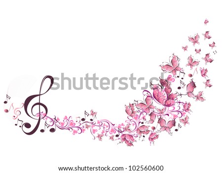 Vector Musical Notes With Butterflies - 102560600 : Shutterstock