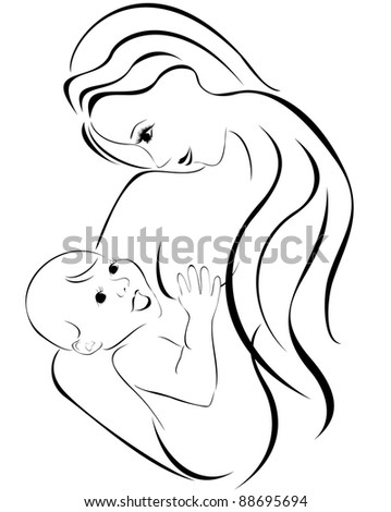 Mother And Baby. Vector Sketch - 88695694 : Shutterstock