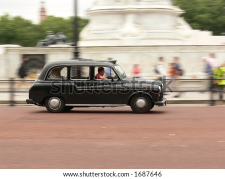 London black taxi in motion