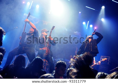 SIEDLCE - JANUARY 22, band Outside perform on stage at Podlasie Club on January 20, 2012 in Siedlce, Poland