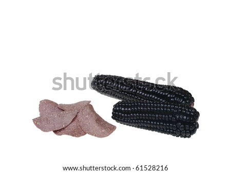 Chips out of Peruvian purple corn isolated on white (Selective Focus)