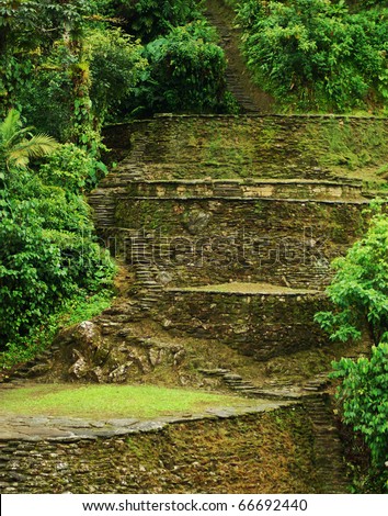 Old terraces in Ciudad Perdida close to Santa Marta in Northern Colombia built by the people of Tayrona