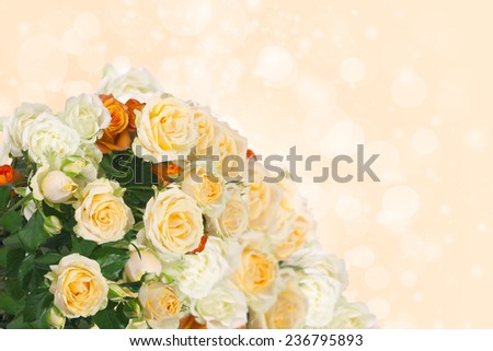 Collage with  white ,tea and orange roses