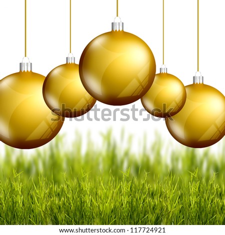 Elegant Christmas background with gold  evening balls