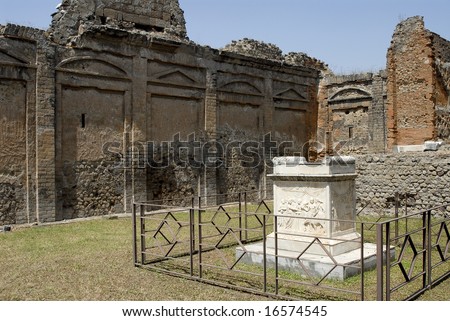 Altar, Temple of Vaspian, Pompeii Italy,in small courtyard