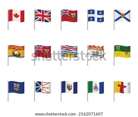 Canadian flags on white background. Vector icon set. Vector Illustration.  