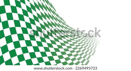 Green and white checkered abstract background. Race background with space for text. Racing flag vector illustration. Flag race background. 