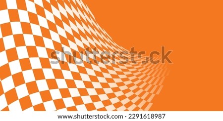 Orange and white checkered abstract background. Race background with space for text. Racing flag vector illustration. Flag race background. 
