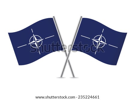 Nato flags, isolated on white background. Vector illustration.