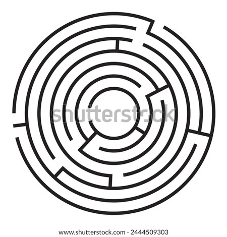 Round maze. Labyrinth vector illustration. 