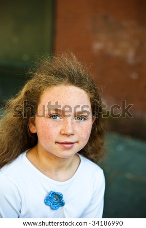 young girl with freckles