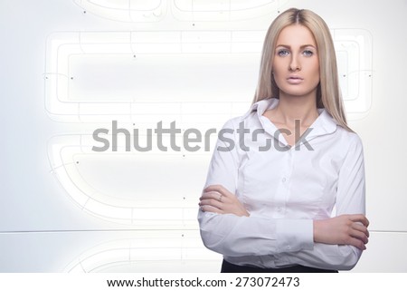 Beautiful business women meet business partners. Business decisions. Office workers. Friendly smiling girl. Beautiful light background