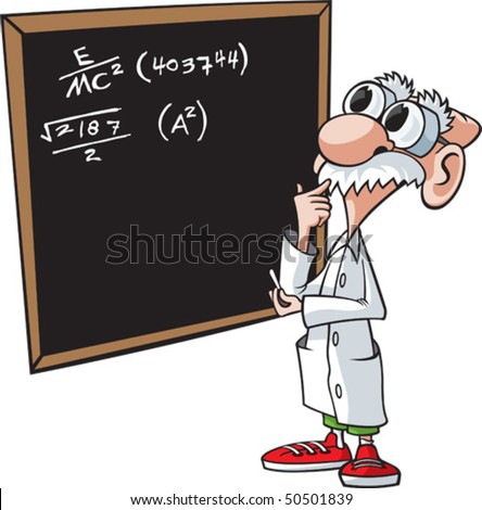 Cartoon Scientist. Vector File. Scientist And Chalkboard Are On ...