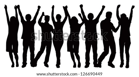 Large group of people celebrating. Vector image