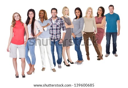 Casual Group Of Casual Group Of People Standing Isolated Over White ...