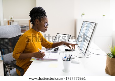 African Professional Chartered Accountant Woman Doing Tax