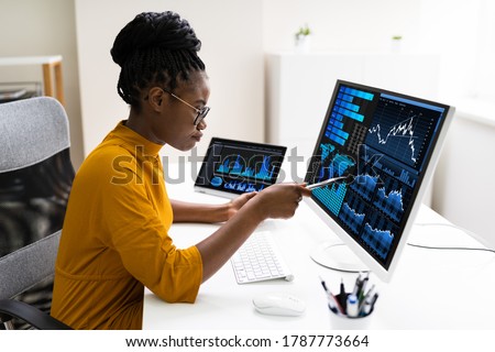 Similar – Image, Stock Photo Young black woman using smartphone and laptop in car