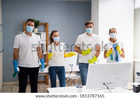 Similar – Image, Stock Photo Worker in mask cleaning machine