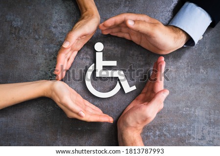 Disabled Icon. Worker Injury And Disability. Hands Protecting
