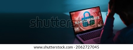 Ransomware Extortion Attack. Hacked Laptop Password. Cyber Security Сток-фото © 