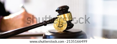 Bitcoin Crypto Regulation And Law. Internet Finance Lawyer Photo stock © 