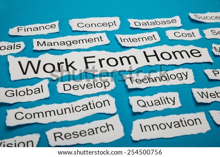 Work From Home Text On Piece Of Paper Salient Among Other Related Keywords