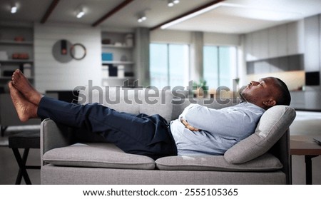 Similar – Image, Stock Photo Carefree black man lying on blanket with laptop in park