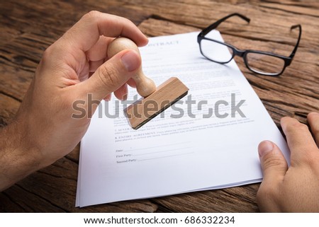 Image, Stock Photo Wooden stamp for hand printing patterns on fabric with paint. Printed fabric pattern
