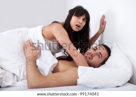 Young couple gets caught while making love in bed