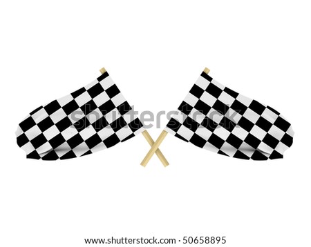 Race Flags Isolated On White Background. High Quality 3d Render. Stock