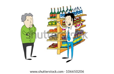 Customer And Seller In The Market Stock Vector Illustration 106650206 ...