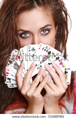 The beautiful girl with fortunetelling cards