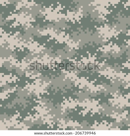 Military gray-green camouflage pixel pattern seamlessly tileable