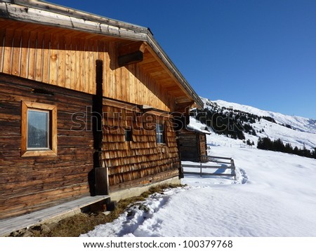 Ski lodge in winter