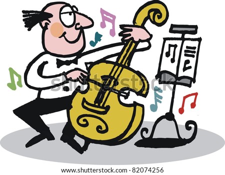 Vector Cartoon Of Smiling Musician Playing Cello - 82074256 : Shutterstock