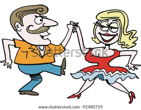 Vector Cartoon Of Couple Dancing Rock And Roll - 92480719 : Shutterstock