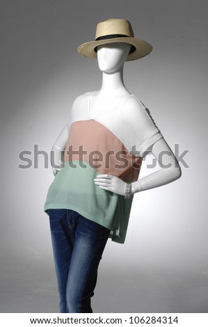 Woman fashion cloth on mannequin on light background