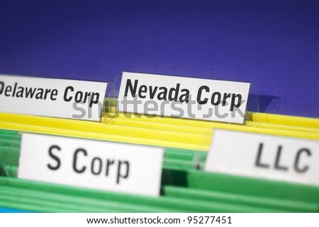 Nevada corporation folder tab as the focal point of files