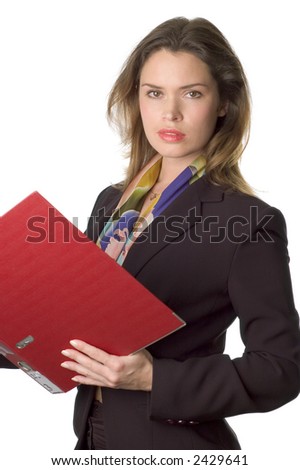business woman holding papers in left hand
