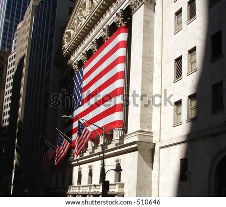 American flag in Wall Street
