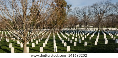 White marble tombstones at Arlington National Cemetery