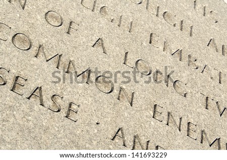 Quote engraved in stone in Arlington Cemetery Memorial
