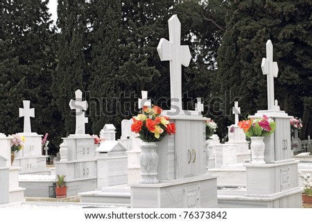 Marble tombs in orthodox cemetery