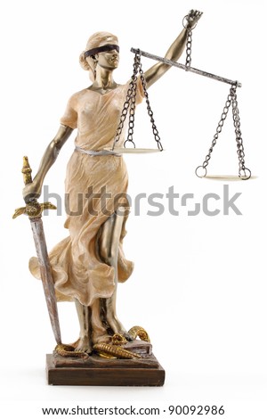 Justice (Greek:Themis,Latin:Justitia) Blindfolded With Scales And Sword ...