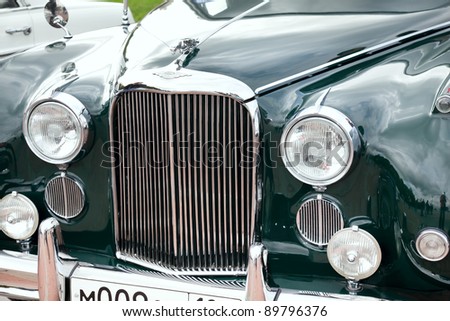 MOSCOW, RUSSIA - SEPT 24: A 1961 Jaguar Mark IX in the final stage of the competition for classic cars at the 
